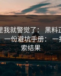 看到这里我就警觉了： 黑料正能量往期黑料： 一份避坑手册： 一招搞懂搜索结果