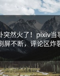 最新八卦突然火了！pixiv当事人居然刷屏不断，评论区炸裂