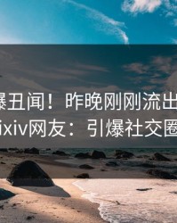 明星又爆丑闻！昨晚刚刚流出秘闻，pixiv网友：引爆社交圈