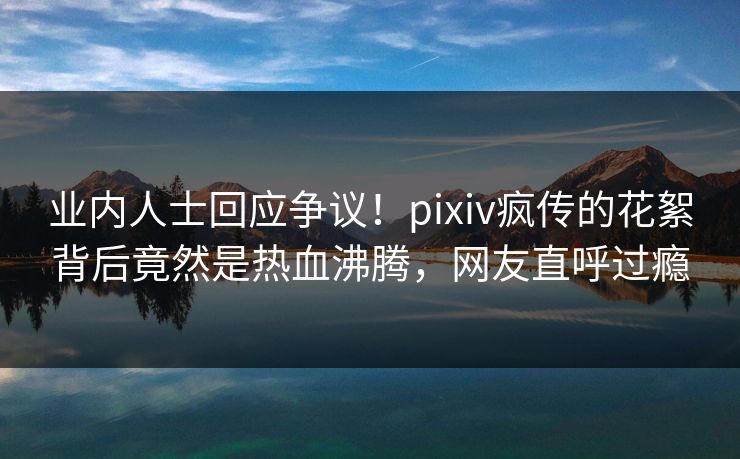 业内人士回应争议！pixiv疯传的花絮背后竟然是热血沸腾，网友直呼过瘾