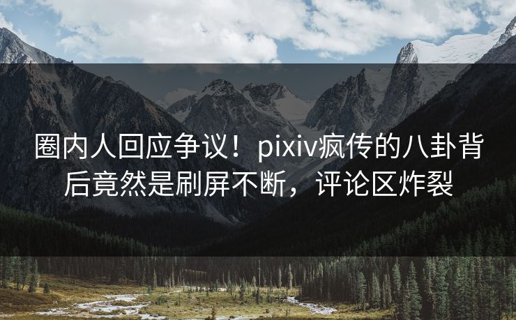 圈内人回应争议！pixiv疯传的八卦背后竟然是刷屏不断，评论区炸裂