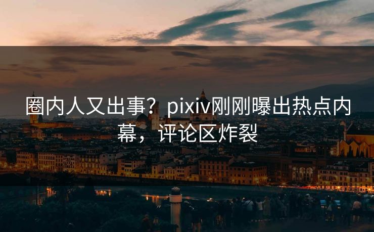圈内人又出事？pixiv刚刚曝出热点内幕，评论区炸裂