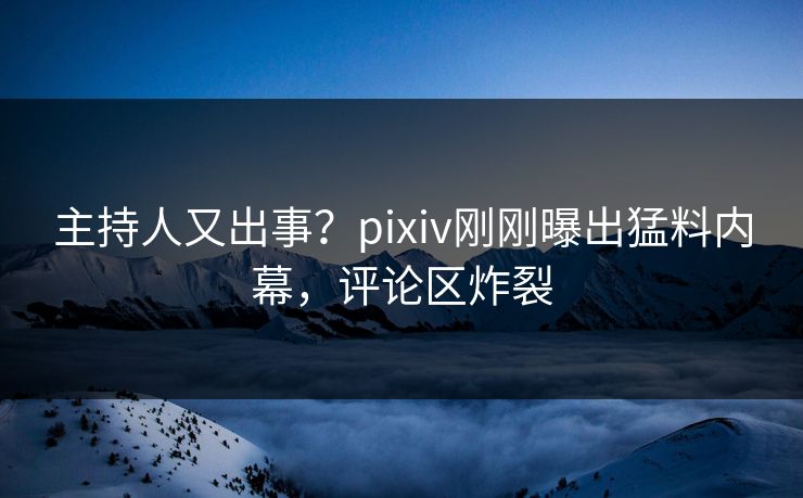 主持人又出事?pixiv刚刚曝出猛料内幕,评论区炸裂 主持人又出事?pixiv刚刚曝出猛料内幕,评论区炸裂