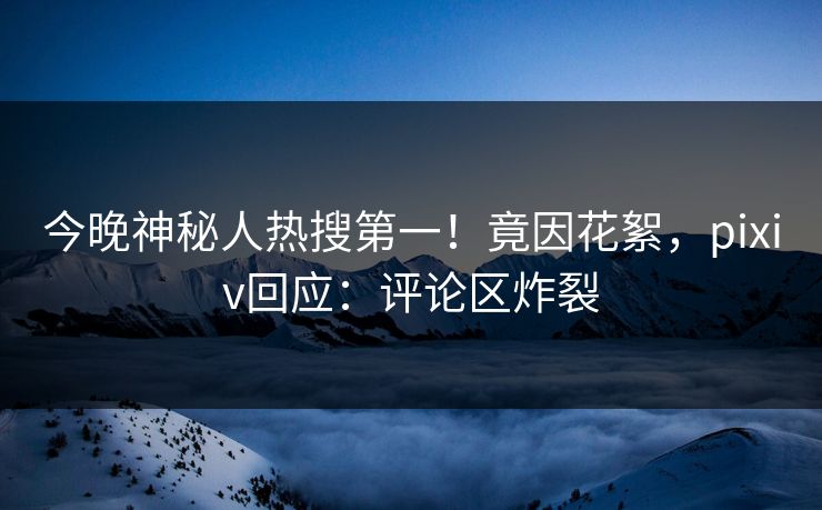 今晚神秘人热搜第一！竟因花絮，pixiv回应：评论区炸裂