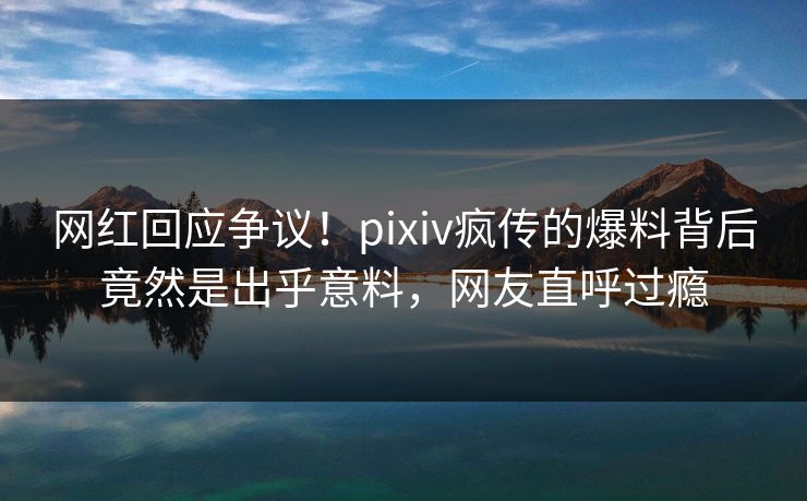 网红回应争议！pixiv疯传的爆料背后竟然是出乎意料，网友直呼过瘾