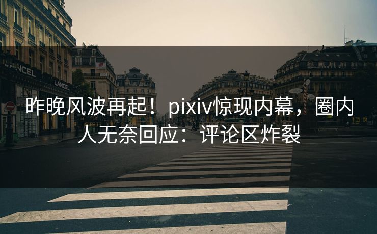 昨晚风波再起!pixiv惊现内幕,圈内人无奈回应:评论区炸裂 昨晚风波再起!pixiv惊现内幕,圈内人无奈回应:评论区炸裂