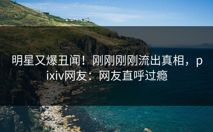 明星又爆丑闻！刚刚刚刚流出真相，pixiv网友：网友直呼过瘾